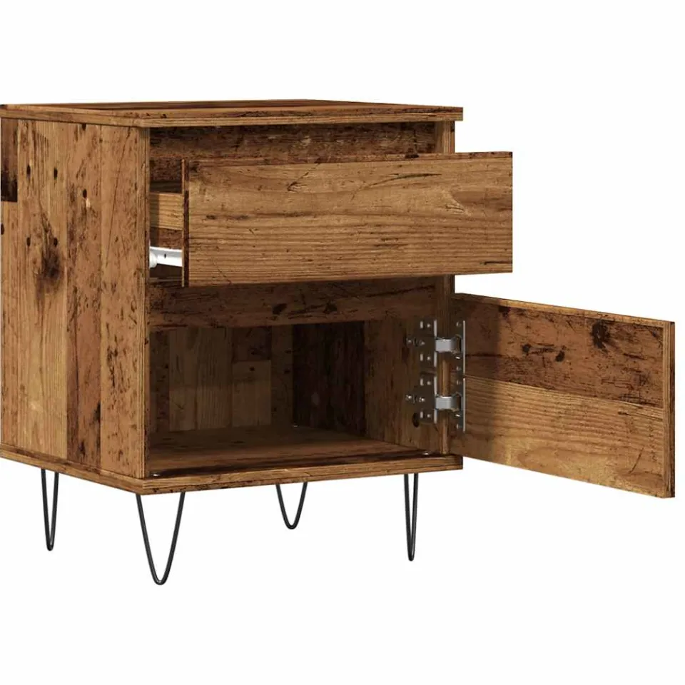 vidaXL Nachtkastjes 2 st 40x35x50 cm bewerkt hout oud houtkleurig bruin, foto 4