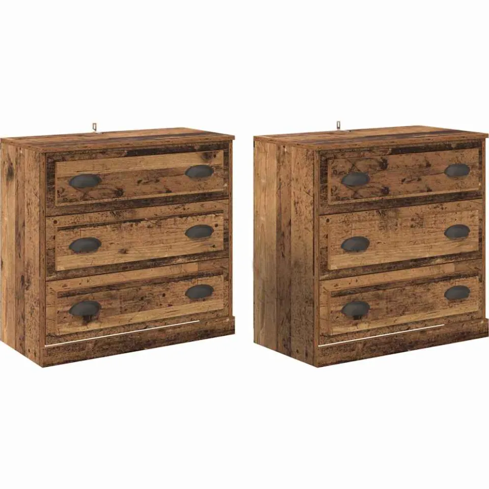 vidaXL Dressoirs 2 st Oud Hout 70 x 35,5 x 67,5 cm Bewerkt hout bruin, foto 3