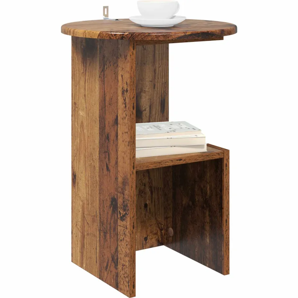 vidaXL Bijzettafel Oud hout Ø 39,5 x 55 cm Bewerkt hout Bruin