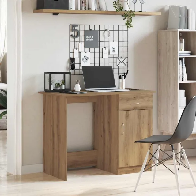 vidaXL Bureau 100x50x76 cm bewerkt hout artisanaal eikenkleur, foto 2