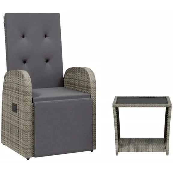 vidaXL 2-delige Tuinset met kussens poly rattan grijs, foto 3