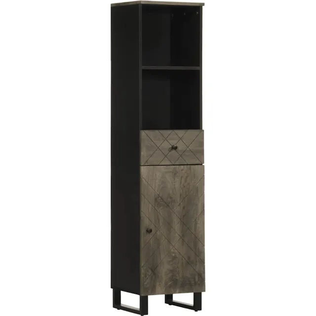 vidaXL Badkamerkast 38x33x160 cm massief mangohout zwart