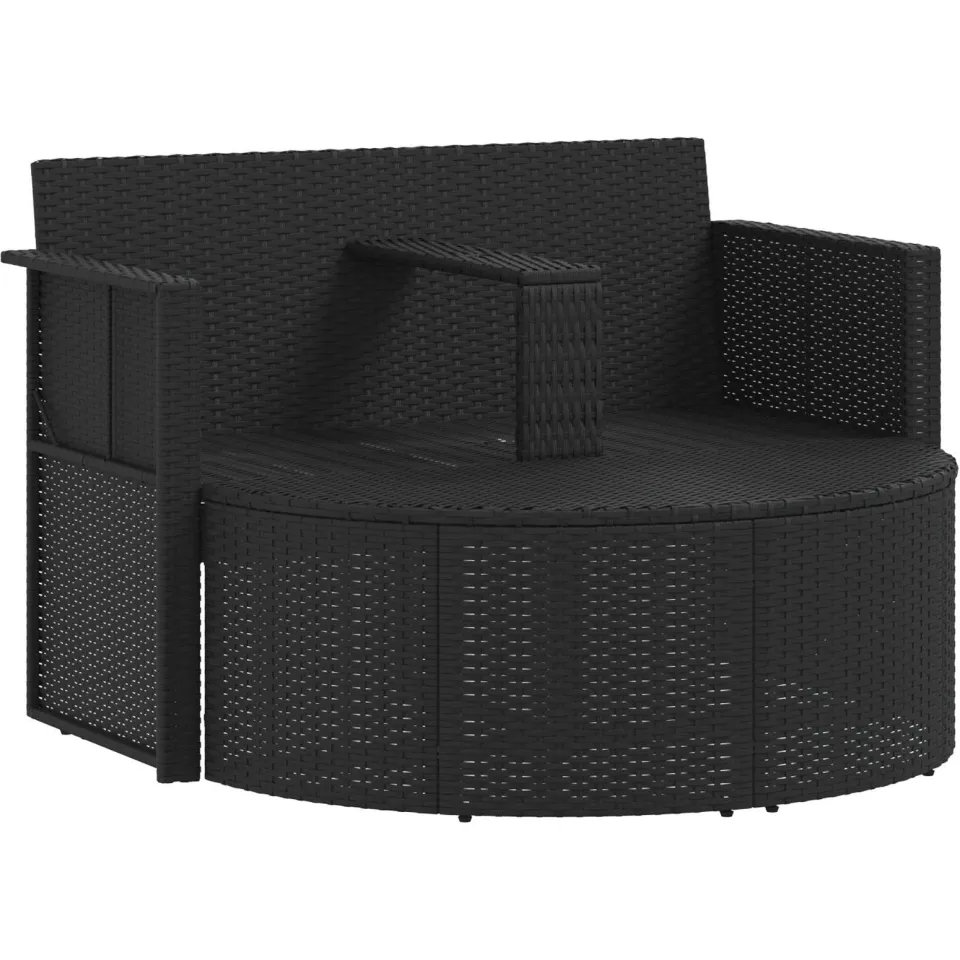 vidaXL Tuinbed met parasol poly rattan zwart, foto 3
