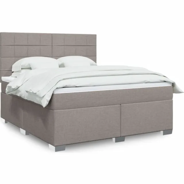 vidaXL Boxspring met matras stof taupe 180x200 cm