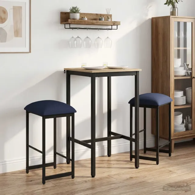 vidaXL Barkruk 2 st Blauw 40 x 32 x 74 cm Bewerkt hout, foto 2