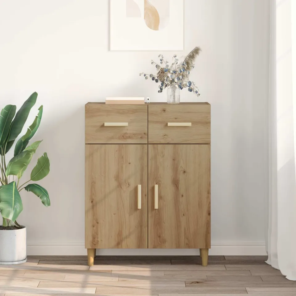 vidaXL Dressoir artisanaal eikenkleurig 34 x 69.5 x 89 cm Bewerkt hout, foto 3