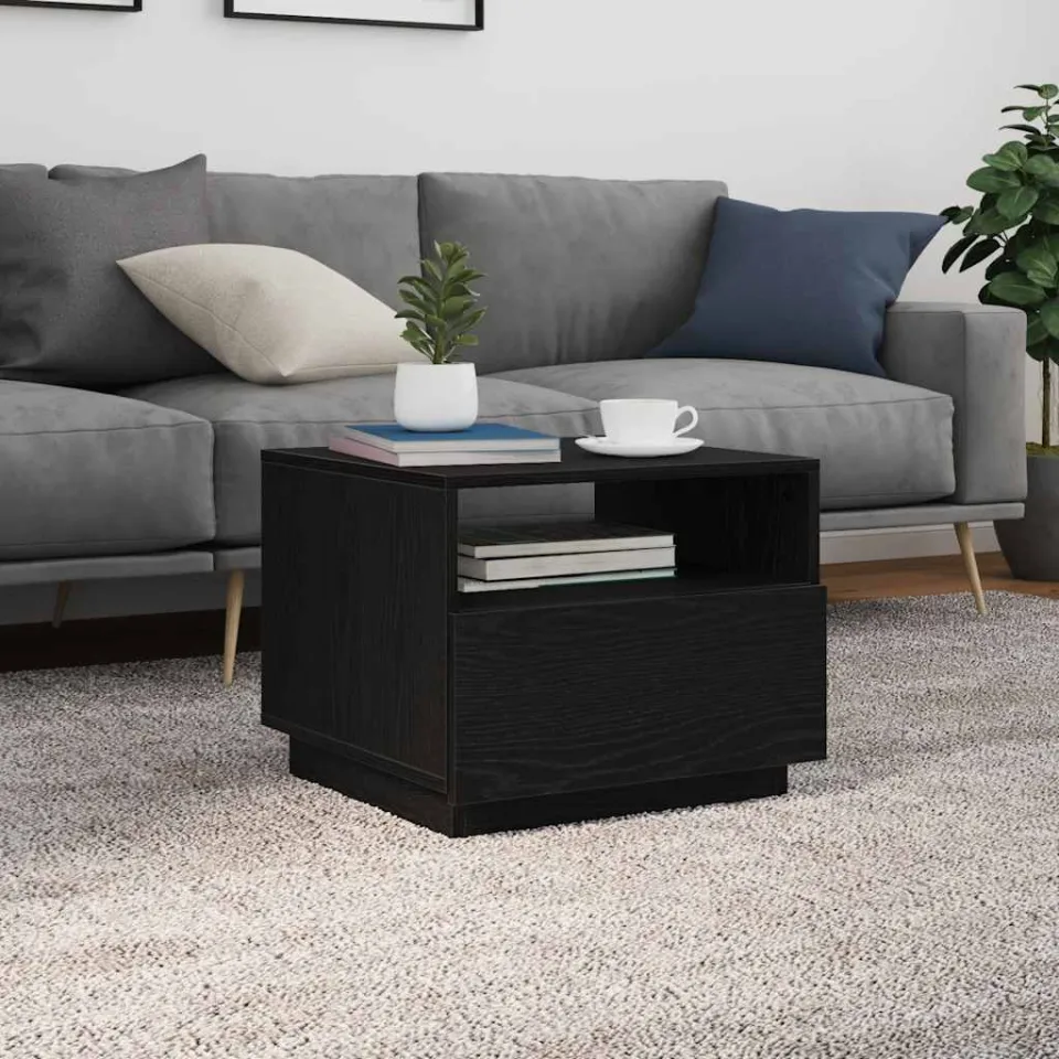 vidaXL Salontafel met LED-verlichting 50x49x40 cm zwart eiken, foto 3