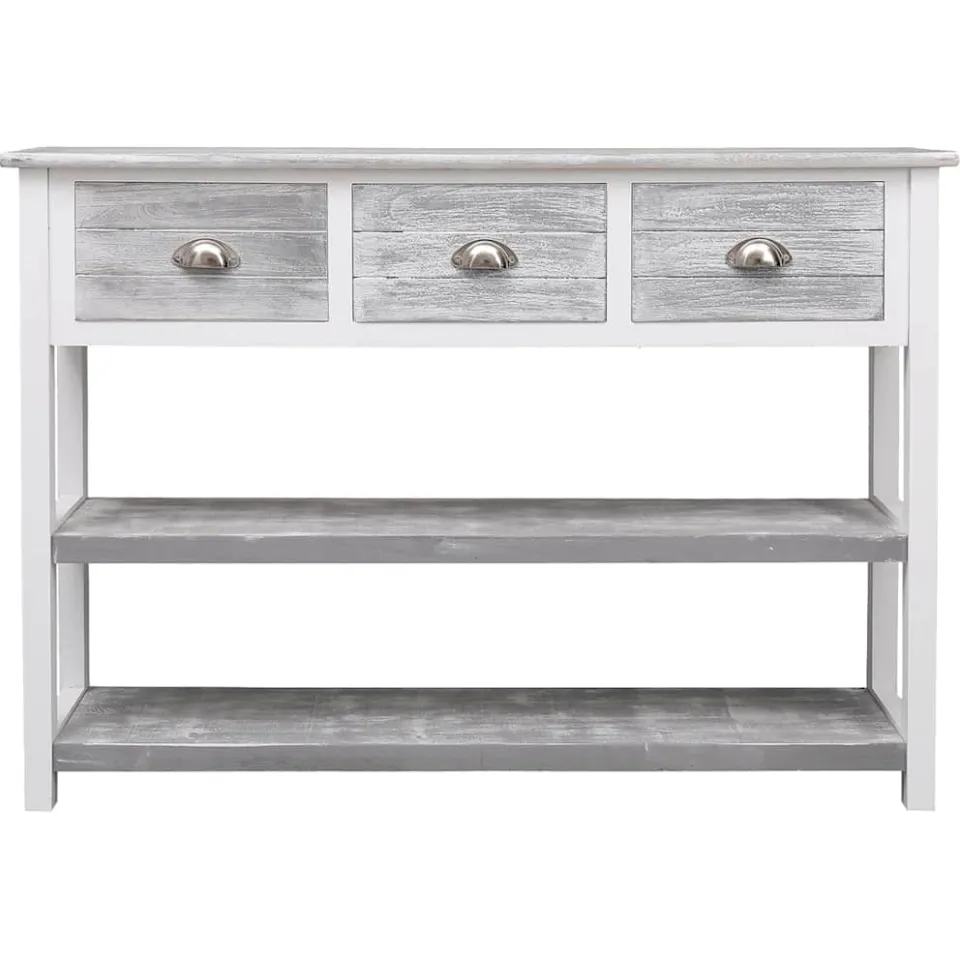 vidaXL Dressoir 108x30x76 cm massief paulowniahout antiekgrijs grijs, foto 2