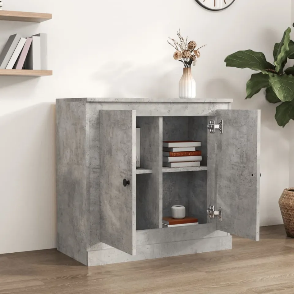 vidaXL Dressoir 70x35,5x67,5 cm bewerkt hout betongrijs grijs, foto 2