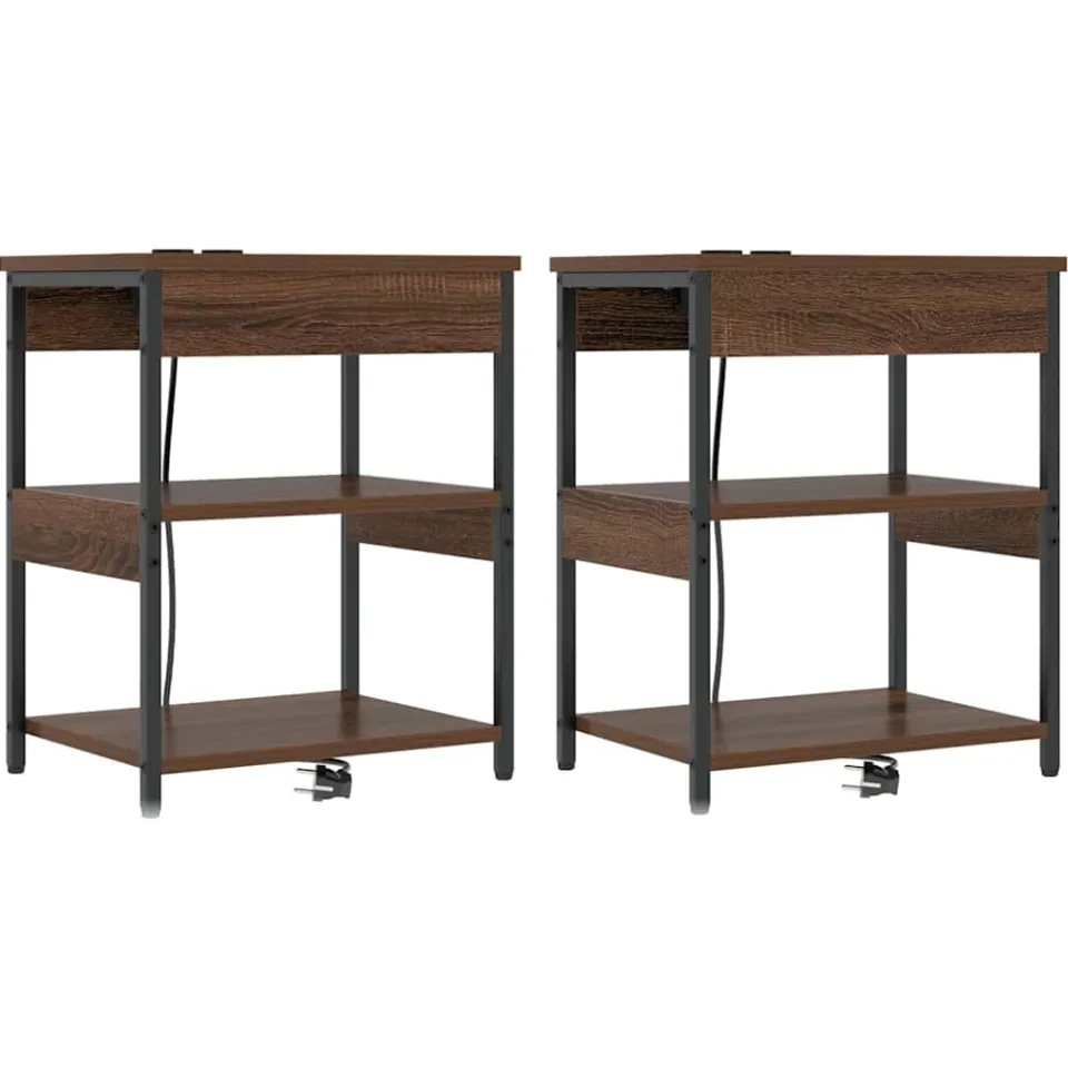 vidaXL Nachtkastje 2 st Bruin Eiken 41 x 31 x 51 cm Bewerkt hout