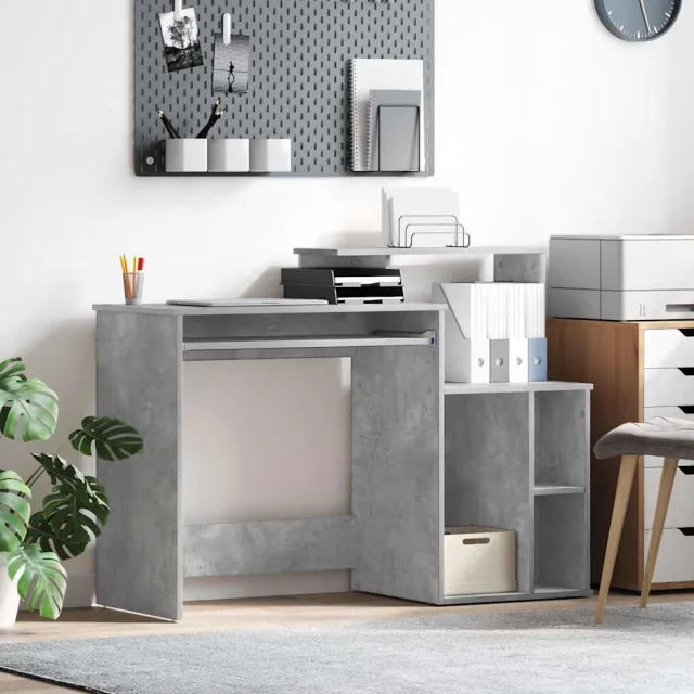 vidaXL Bureau Beton Grijs 120,5 x 44 x 88,5 cm Bewerkt hout, foto 2