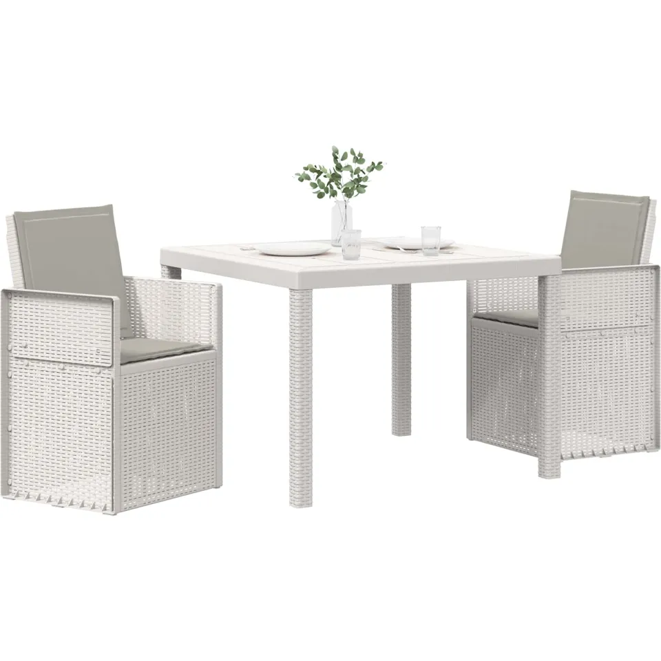 vidaXL Tuin eettafelset 3 st Wit en Lichtgrijs PP