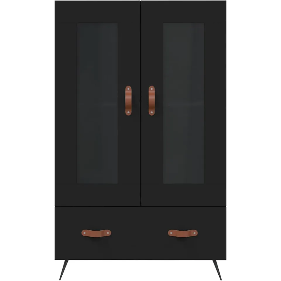 vidaXL Hoge kast 69,5x31x115 cm bewerkt hout zwart, foto 4