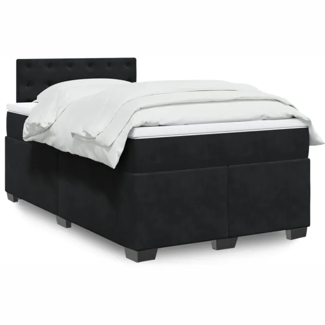 vidaXL Boxspring met matras fluweel zwart 120x190 cm