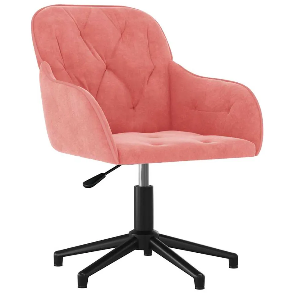 vidaXL Eetkamerstoelen draaibaar 2 st fluweel roze, foto 3