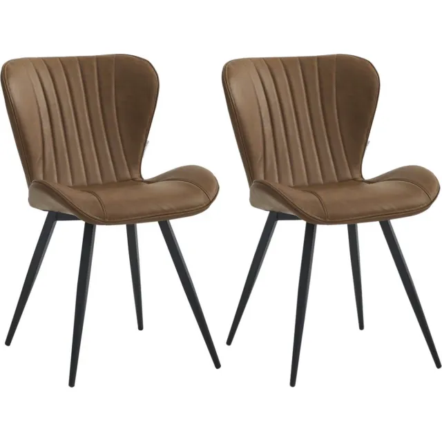 Colenis Star Eetkamerstoel - Set van 2 - Cognac - PU - Industrieel - Design - Eetkamerstoelen - Stoel