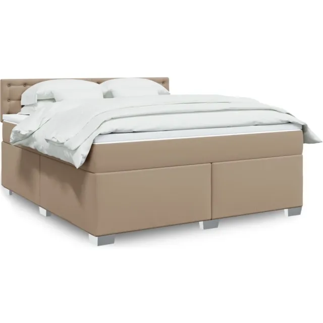 vidaXL Boxspring met matras kunstleer cappuccinokleurig 180x200 cm bruin