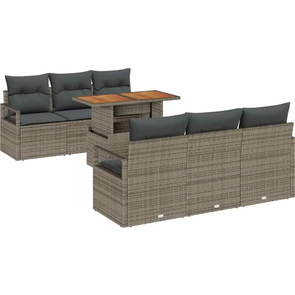 vidaXL Tuin Sofa Set 7 st Grijs Poly riet