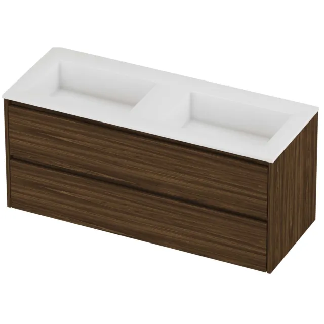 Proline Aristo Badmeubelset Polystone Elegant Dubbel 120x46x54 cm Glans Wit Cabana Oak Eiken