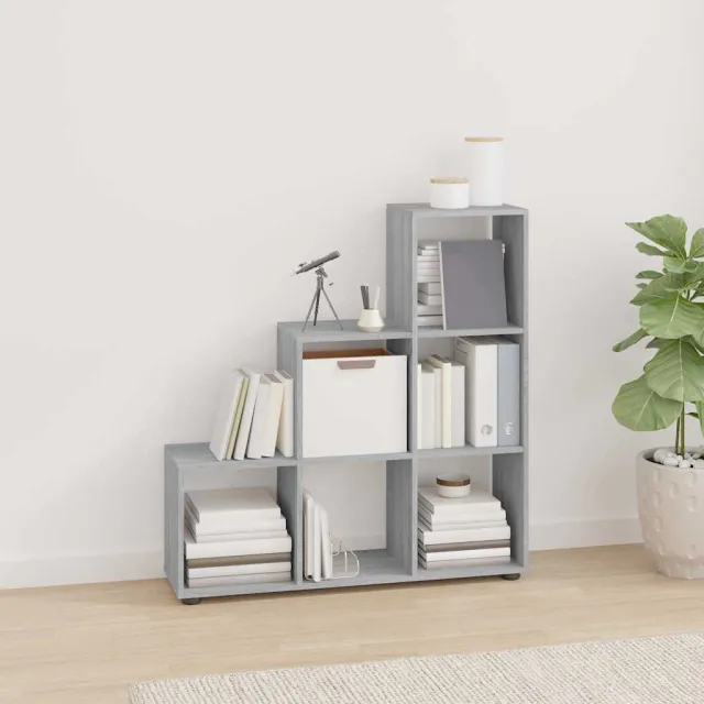 vidaXL Boekenkast trapvormig 107 cm bewerkt hout grijs sonoma eiken