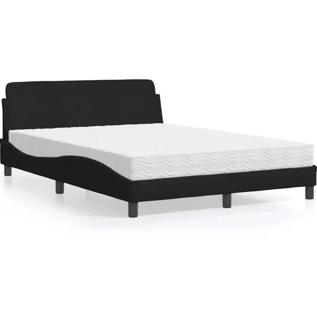 vidaXL Bed met matras "Dover" stof zwart 140x200 cm