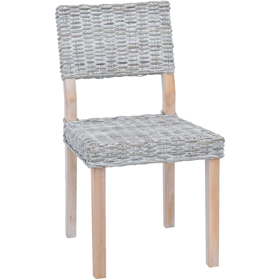 vidaXL Eetkamerstoel GENDT 2 st Kubu Rattan Wit gewassen, foto 4