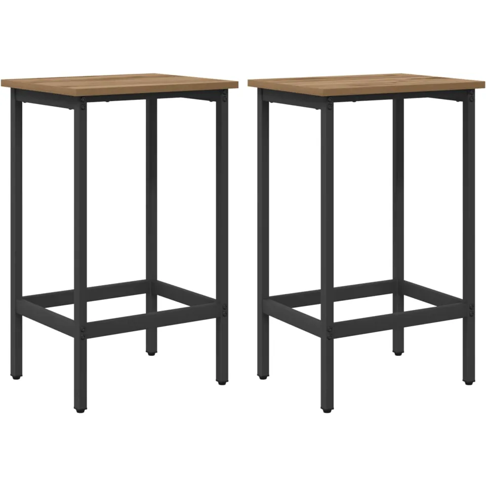 vidaXL Barkruk 2 st Artisanaal eiken 40 x 32 x 64 cm Bewerkt hout