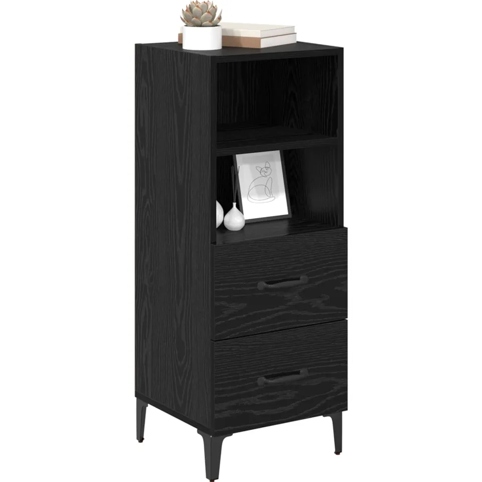 vidaXL Dressoir Zwart eiken 34 x 34.5 x 90 cm Bewerkt hout