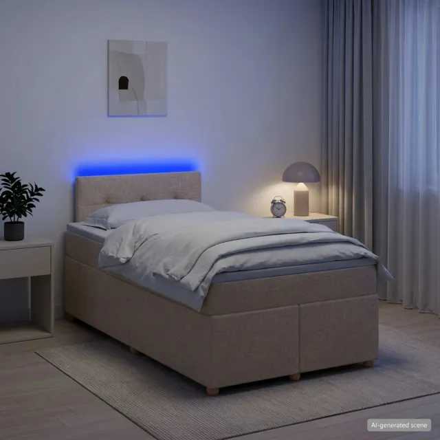vidaXL Boxspringbed met matras Crèmekleurig 120 x 190 cm Stof