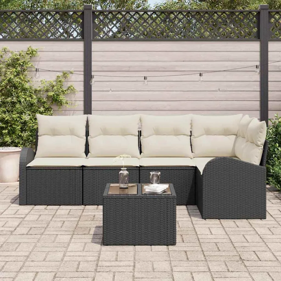 vidaXL Bankstel met kussen Zwart Polyester, foto 3