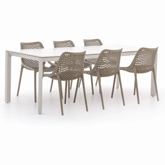 Forza Furniture Forza Ripi/Sestino 220cm dining tuinset 7-delig stapelbaar Wit