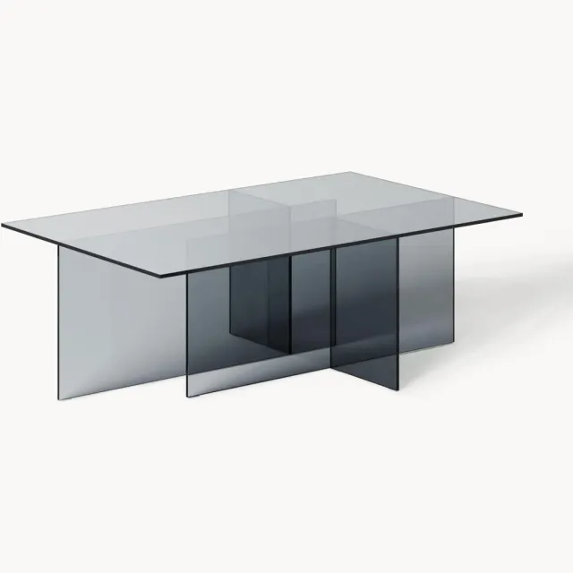 Westwing Collection Glazen salontafel Anouk, B 102 cm Transparant, Grijs