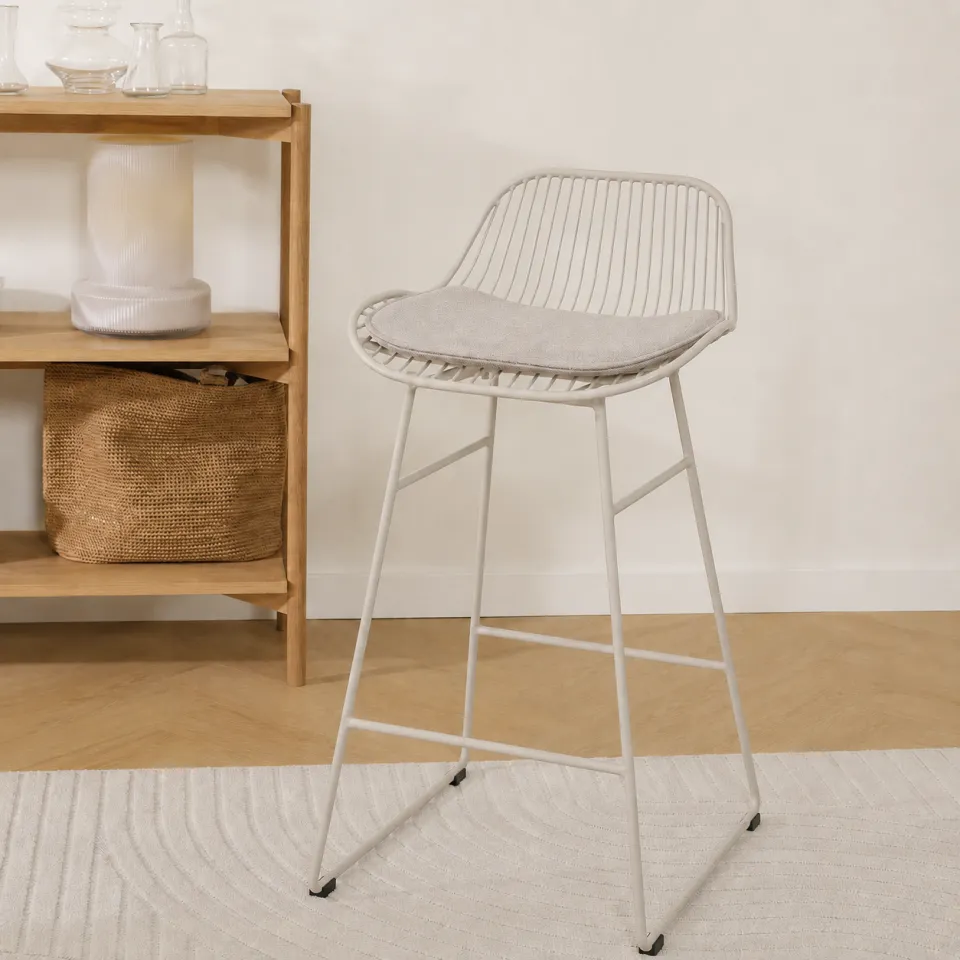 Nolon Pleun barkruk grijsbeige - met zitkussen - 65 cm, foto 2