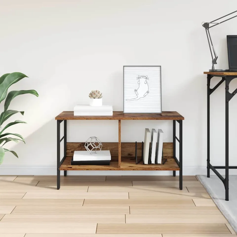 vidaXL Boekenkast 2-laags 82 x 32 x 47 cm Bewerkt hout Oud Hout bruin, foto 3