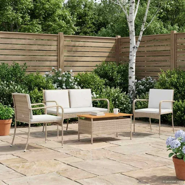 vidaXL Tuinset Beige poly rattan