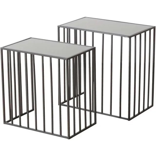 Boltze Home Salontafels van metaal JORIS, spiegelblad, 2 stuks zwart