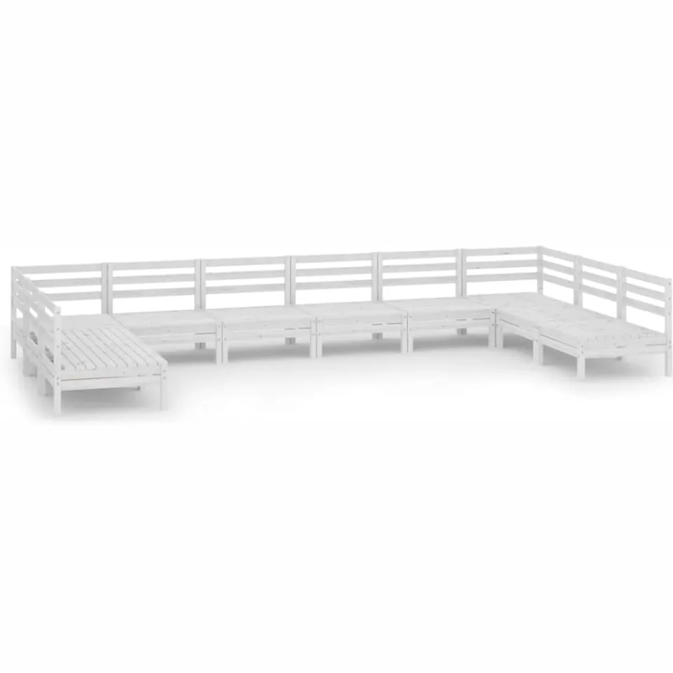 vidaXL 10-delige Loungeset massief grenenhout wit, foto 3