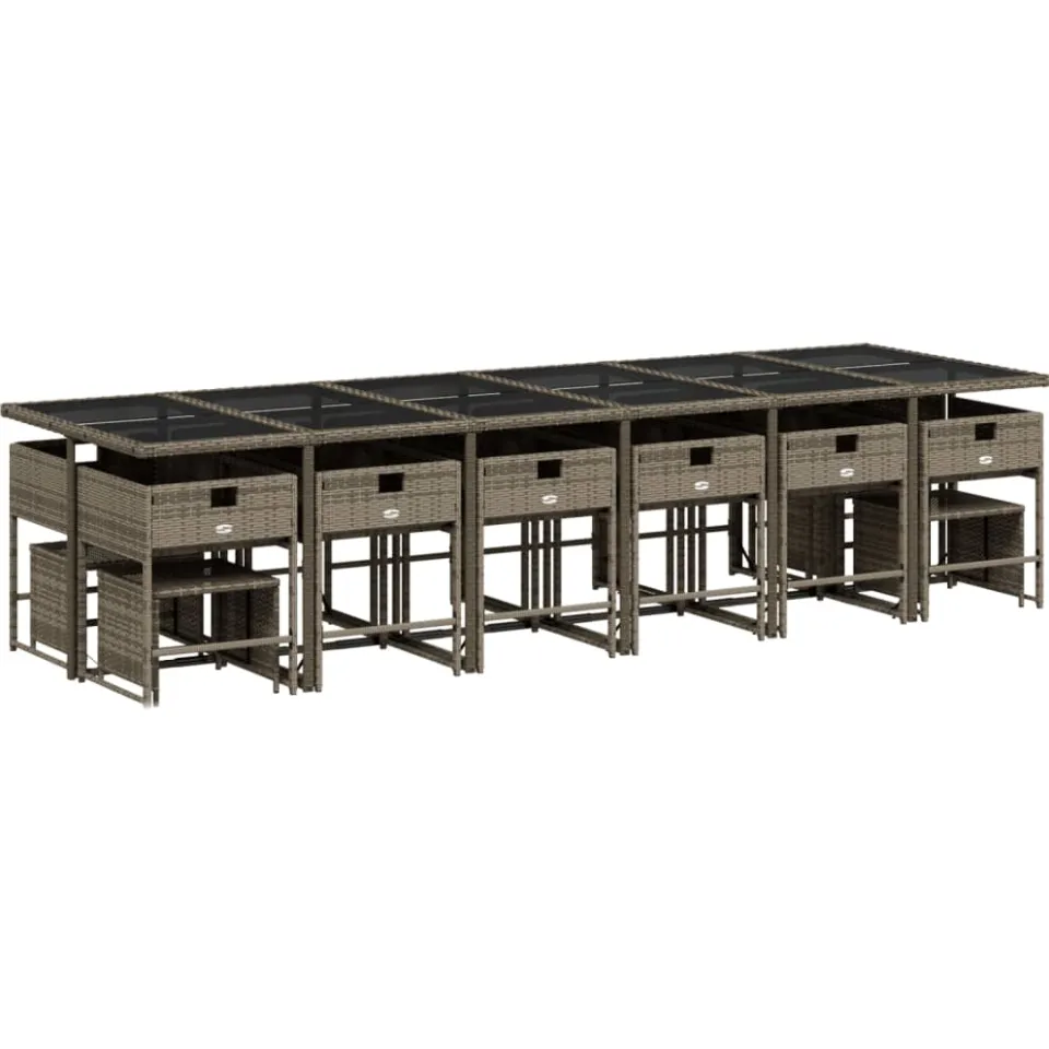 vidaXL 17-delige tuinset met kussens, grijs polyrotan, foto 4