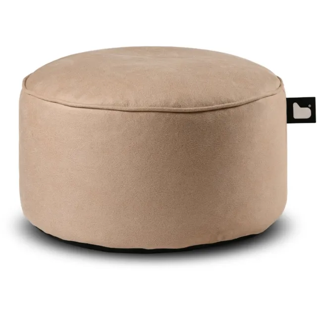 Extreme Lounging b-poufe luxury - poef rond - voor binnen - comfortabele leatherlook - 60x40cm - latte beige