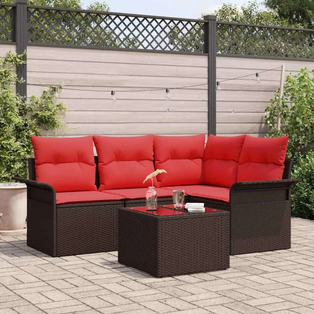 vidaXL Tuin Sofa Set 5 st Bruin poly rattan, foto 2