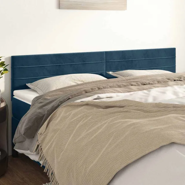 vidaXL Hoofdborden 180x5x78/88 cm fluweel donkerblauw