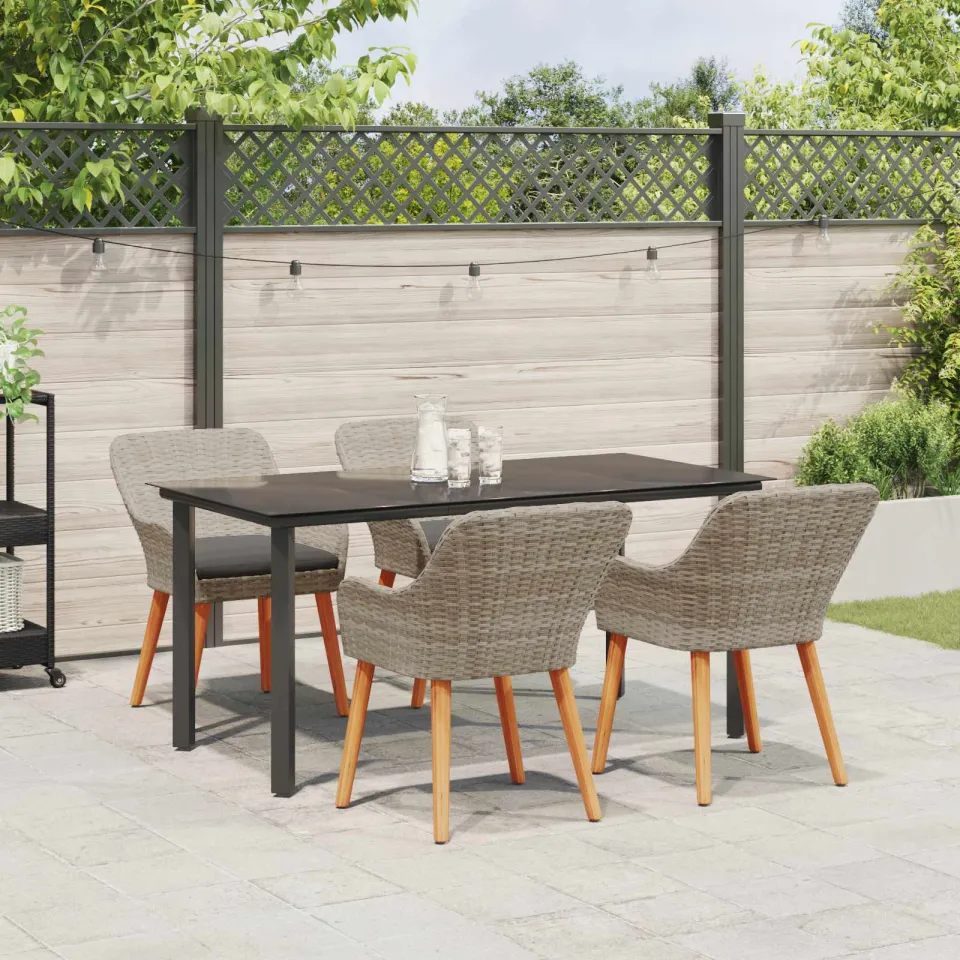 vidaXL Tuin eettafelset 5 st Lichtgrijs poly rattan, foto 3