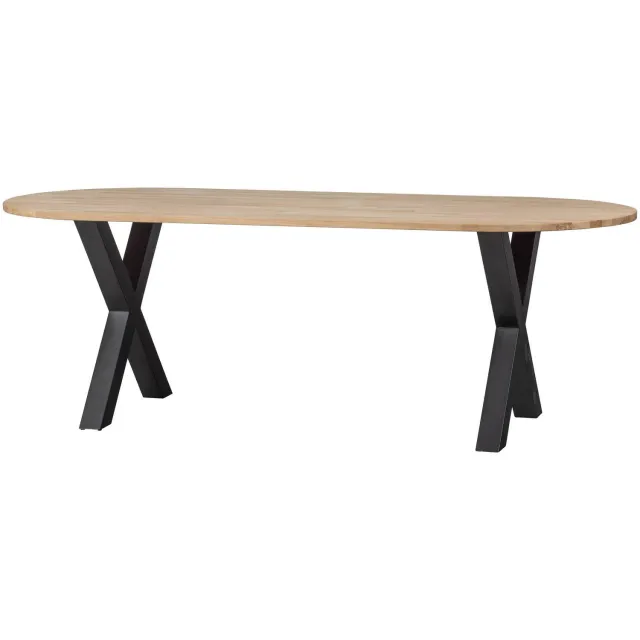 WOOOD Tablo Tafel Ovaal met 2-Standen Poot - Eiken/Metaal - 75x220x90 untreated