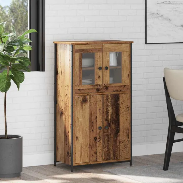 vidaXL Highboard Oud Hout 62 x 32 x 106,5 cm Bewerkt hout Bruin