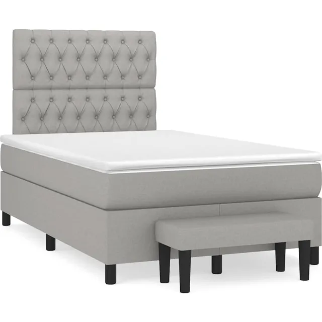 vidaXL Boxspring met matras stof lichtgrijs 120x190 cm grijs