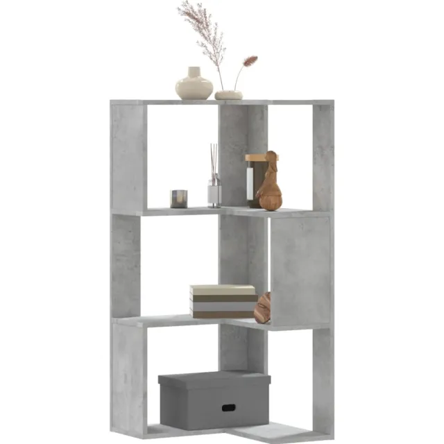 vidaXL Boekenkast 3-laags hoek 50x50x102 cm bewerkt hout betongrijs