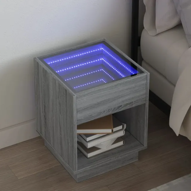 vidaXL Nachtkastje met Infinity LED 40x40x50 cm grijs sonoma eiken, foto 2