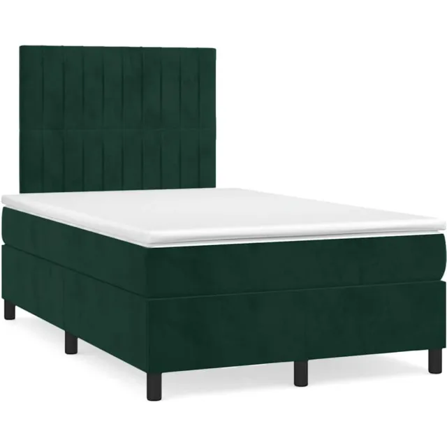 vidaXL Boxspring met matras fluweel donkergroen 120x190 cm groen