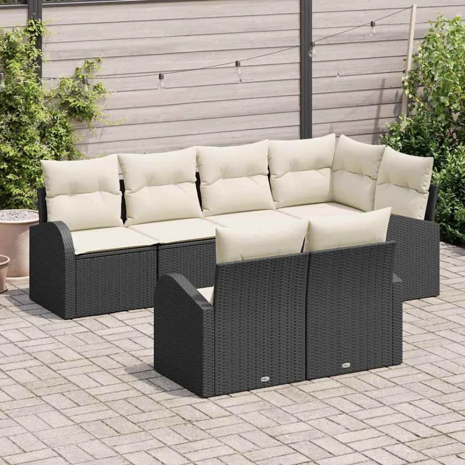 vidaXL Tuin Sofa Set Zwart poly rattan, foto 3