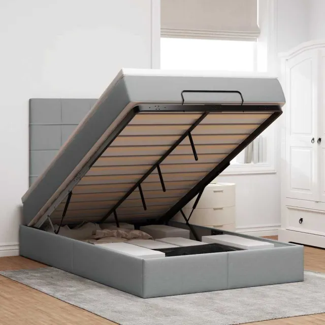 vidaXL Ottoman bed met matras en LED's 120x200cm stof lichtgrijs